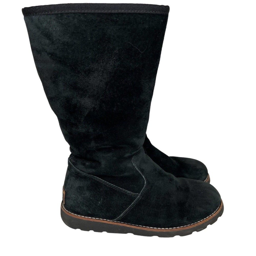 UGG Womens Black Waterproof Etta Tall Boot Platform Sole Shearling Interior Boot